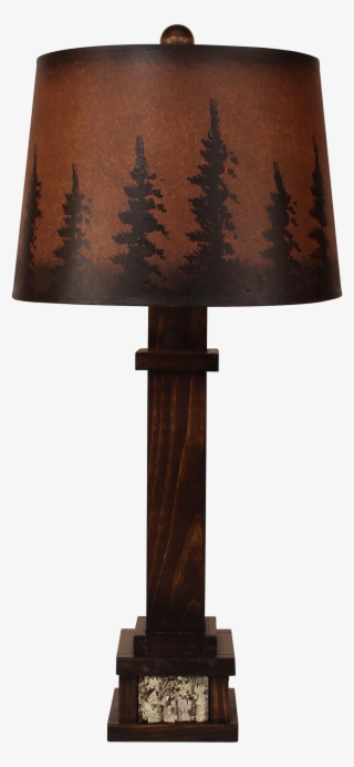 Aspen Square Wooden Table Lamp With Poplar Bark Accent- - Lampshade #9360136