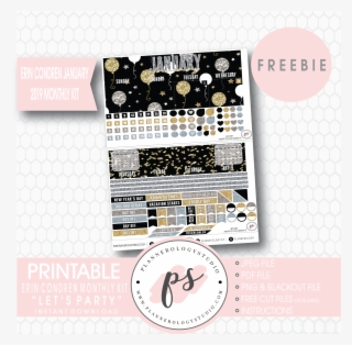 Let's Party Eclp Erin Condren January 2019 Monthly - Stickers January 2019 #9367271