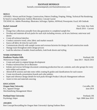 Hannah Mosman Resume - Druk Oświadczenia O Stanie Kontroli Zarządczej #9370501