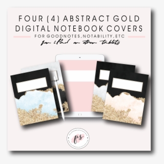 4 Abstract Gold Pattern Digital Planner Notebook Covers #9376152