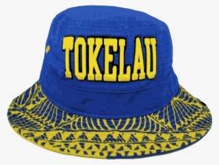 Tokelau Blue Bucket Hat With Yellow Embroidery Pattern - Baseball Cap #9383474