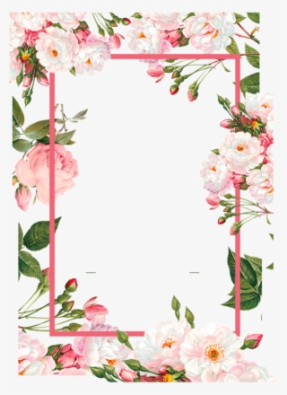 Pink Borders Flower Free Png Hq - Flower Watercolor Frame Png #9387958