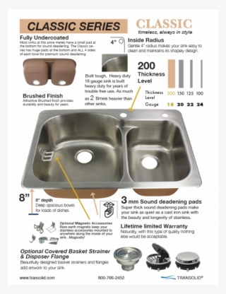 Transolid Classic Stainless Steel 25 Drop-in Kitchen - Kitchen Sink #9388090