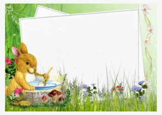 Free Png Kids Transparent Photo Frame With Green Cute - Easter Bunny Photo Frame #9388420