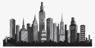 Cityscape Silhouette Png - Buildings Black And White Clipart Png #9393785