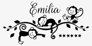 Muursticker Gepersonaliseerde Sticker Met Apen Baby - Sticker #9393925