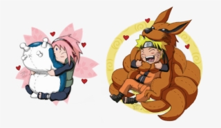 Naruto And Sakura Peluches Hugs Colored Sketch By Bollybauf - Sakura And Kurama #9398886