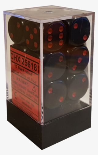 Chessex Black W/red Opaque 16mm D6 Dice Block - Box #9399100