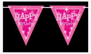 Party Decoration For Girls Hot Pink Happy Birthday - Triangle #9399764