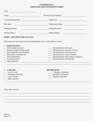 Confidential Exit Interview Main Image - Employee Exit Interview Form #940688