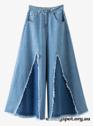 High Rise Frayed Culotte Jeans Denim Blue - Jeans #942410