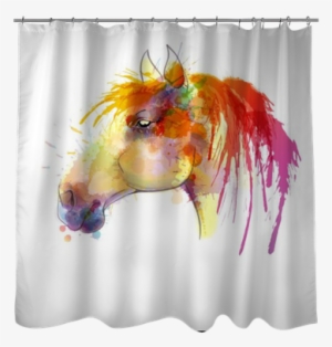 Horse Head Watercolor Painting Shower Curtain • Pixers® - Watercolor Painting #943965