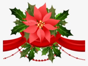 Poinsettia Clipart Borders - Transparent Background Christmas Garland #944785