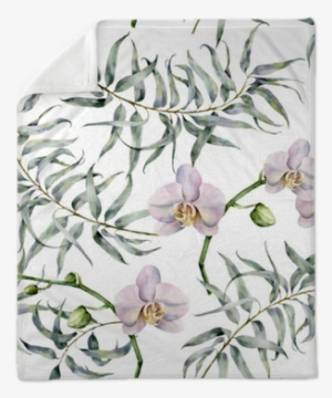 Watercolor Tropic Pattern With Eucalyptus And White - Pattern Of Leaf Branches And Ocher Roses Backpack By #947457