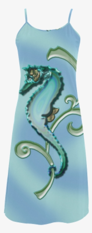 Seahorse In The Seaweed Alcestis Slip Dress - Seepferd In Der Meerespflanze Große Wanduhr #949297
