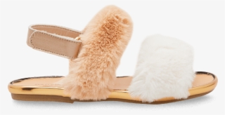 White & Brown Furry Sandals - Flip-flops #9407624