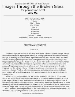 Images Through The Broken Glass For Percussion Octet - Document #9407625