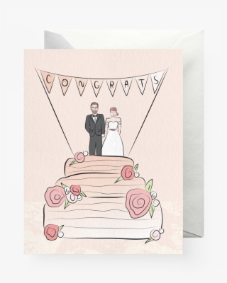 Wedding Cake Congrats, Bride & Groom - Illustration #9409323