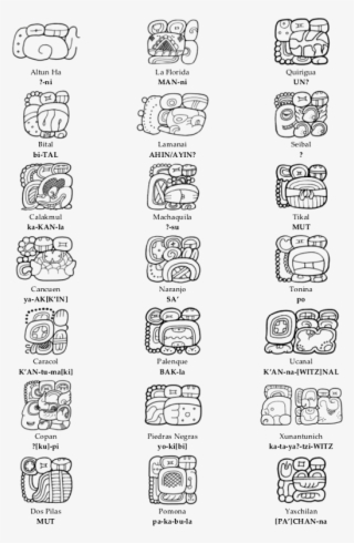 Maya Emblem Glyphs Lowlands - Line Art #9412646