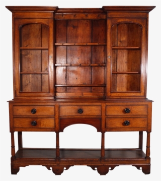Oak Welsh Dresser With Two Glazed Cupboards - China Cabinet #9414331