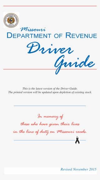 Missouri Department Of Revenue Driver Guide This Is - Document #9414934