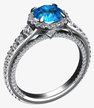 00 Carat Natural Blue Topaz And Diamond Ring Style - Ring #9419661