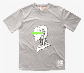 H4x Robot Head Tee Front Grey Tshirts - Velociraptor #9423082