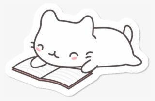 Kawaii Cat Reading A Book - Dibujo De Gato Kawaii Leyendo #9428124