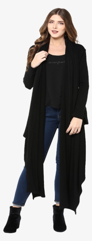 Black Woolen Lycra Wrap Cape Top - Photo Shoot #9429205