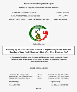 Growing Up An Afro American Woman A Feminist And Psychoanalytic - Université De Guelma #9431531