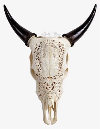 Carved Cow Skull - Horn #9432308