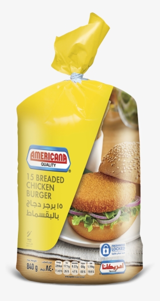370106 Americana Breaded Chicken Burger 840g 15pcs - Americana Chicken Burger #9433372
