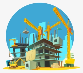 Architectural Cartoon Crane Construction Site Ⓒ - Building Under Construction Cartoon #9433440