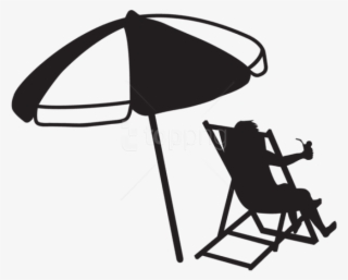 Free Png Download Man At The Beach With Umbrella And - Beach Umbrella Black And White #9436758