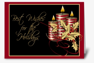 Gold Holly, Candles, Christmas Greeting Greeting Card - Bang Huu #9439472