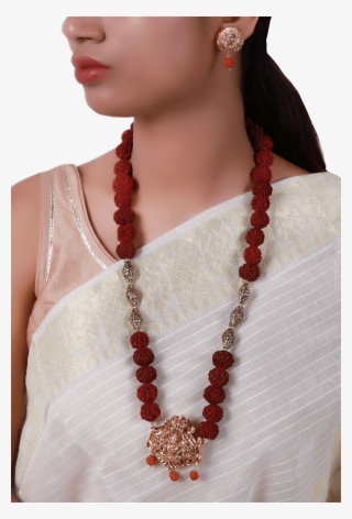 Chandrika Rudraksh Gold Plated Necklace And Earrings - Necklace #9440155