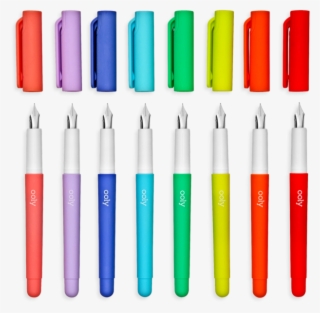 Color Write Fountain Pens Set Of 8 Shown With Their - Marking Tools #9443039