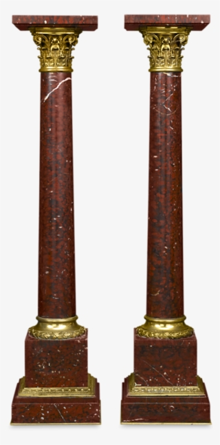 Pair Of Rouge Marble Pedestals - Column #9449880