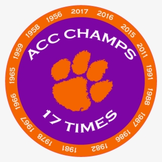 Clemson Tiger Paw Acc Champions 17 Time Decal Diecut - Clemson Tiger Paw #9454916