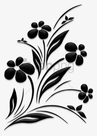 Free Png Flower Design Black And White Png Image With - Flower Silhouette #9458387
