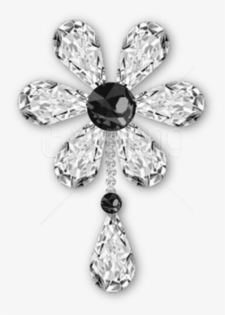 Free Png Download Black And White Diamond Flower Jewelry - Flower Brooch Transparent Background Png #9458425
