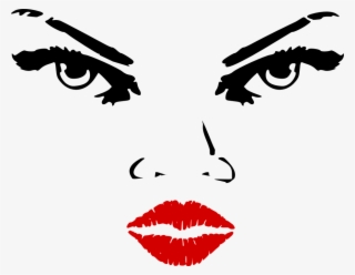 Features Facial Woman Lips Eyes Nose Red - Lips Clip Art #9458949