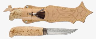 Lynx Damascus In A Wooden Gift Box - Hunting Knife #9459779