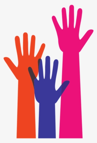 Orange, Purple, And Pink Raised Hands - Tangan Doa Vektor Png #9461575