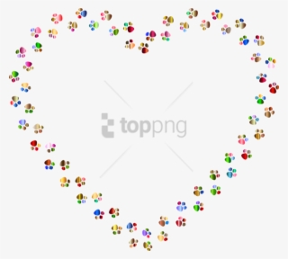 Free Png Download Colorful Footprints Png Png Images - Transparent Paw Print Heart Clipart #9462485