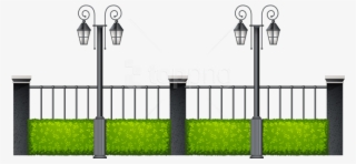 Free Png Download Metal Fence With Streetlights Clipart - Street Lights Clipart Png #9463274