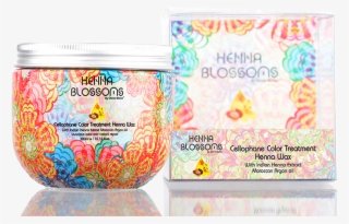 Henna Blossoms With Box Product Shots Png Copy - Cellophane Color Treatment Henna Wax #9467428