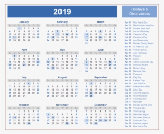 Free Png Download 2019 Indian Calendar Png Wallpaper - Free Printable 2020 Calendar With Holidays #9468348