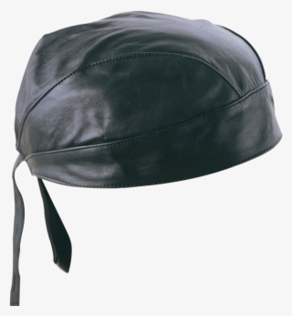 Black Genuine Leather Skull Cap Head Wrap Doo Rag Biker - Leather #9472526