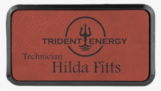 Rose Leatherette Round Corner Name Badge With Plastic - Sign #9473027